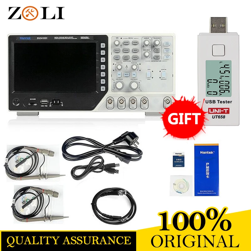 

DHL Free Hantek Oscilloscope Portable Benchtop DSO4102C 2ch 100MHz USB Oscilloscopes Arbitrary/Function Waveform Generator
