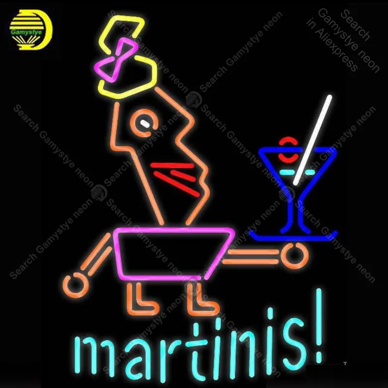 NEON SIGN For Martini Glass Girl Cup NEON Bulbs Sign Handcraft Beer