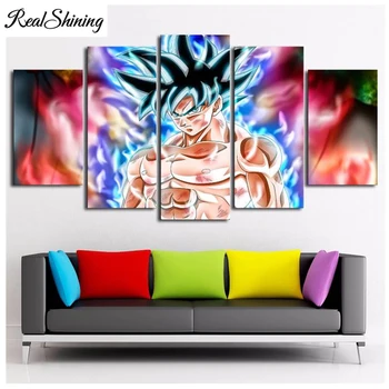

REALSHINING 3D diamond embroidery Dragon Ball Goku 5pc full square 5d diy diamond painting mosaic cross stitch home decor FS2015