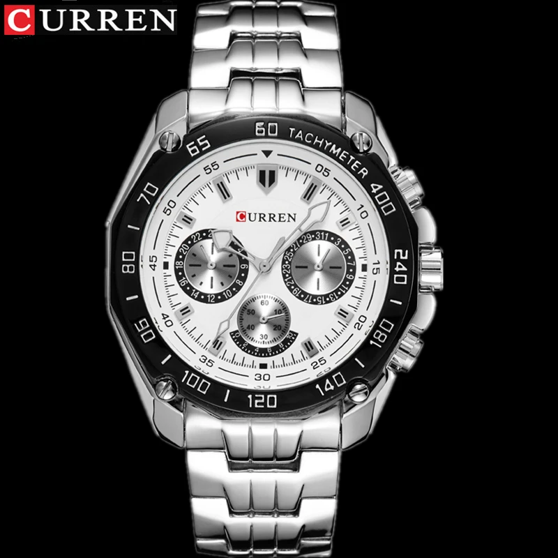 

CURREN Man Clock Full Stainless Steel Wrist Watch For Men Top Brand 8077 Mens Watches Fashion Quartz Reloj Hombre Montre Homme