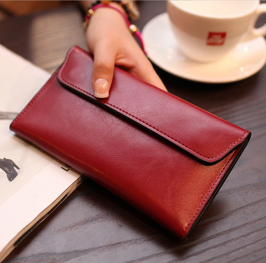 2016 new thin wallet women's long section of leather fashion