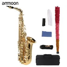 Ammoon bE Alto Saxphone E плоский саксофон латунный лакированный Золотой 802 ключ деревянный ветер с чистящей тканью кисти перчатки ремень Чехол