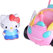 Rc hello kitty дистанционного управления автомобилем розовая свинья миньоны doraemon электрическая с музыка света симпатичные brinquedos дети подарок на день рождения