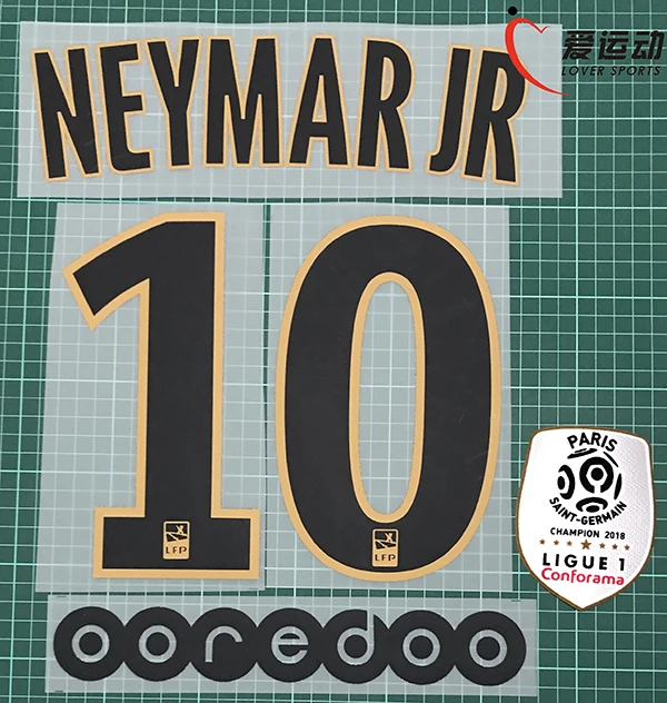 2018 19 Неймар младший № 10 именной номер + заплатка чемпиона 1 OOREDOO NEYMAR JR