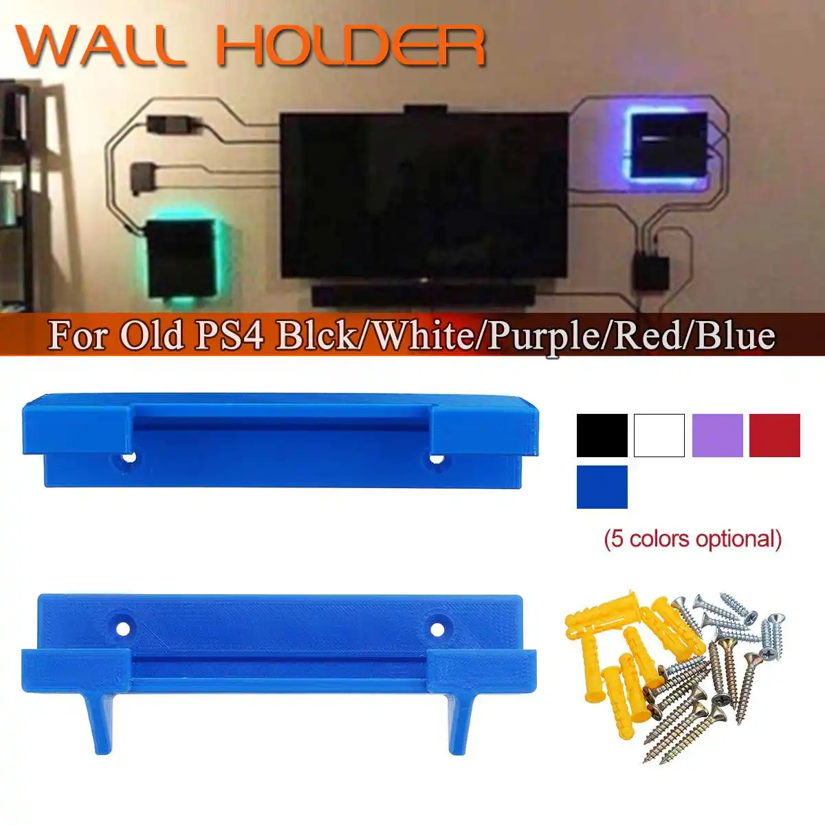 

5 Color 3D Printed Wall Holder For Old For Playstation 4 Controller Game Pad Dock Gamepad Stand Holder Screws