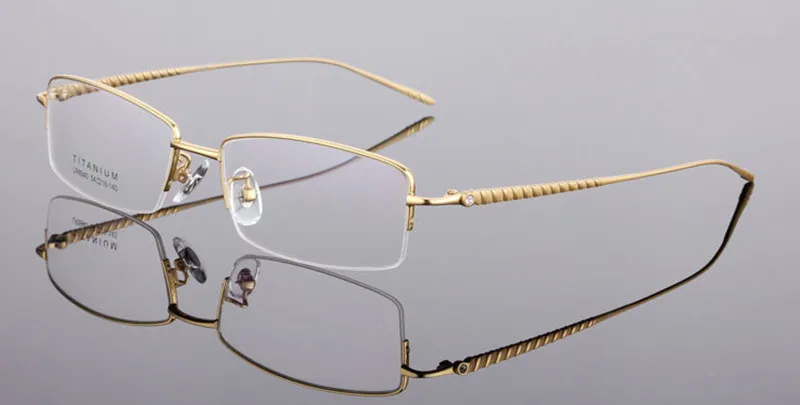 Чистые титановые мужские очки в оправе-половинке, легкие очки, оправа, очки по рецепту, 4 цвета, очки с оправой из чистого титана для женщин - Цвет оправы: Golden