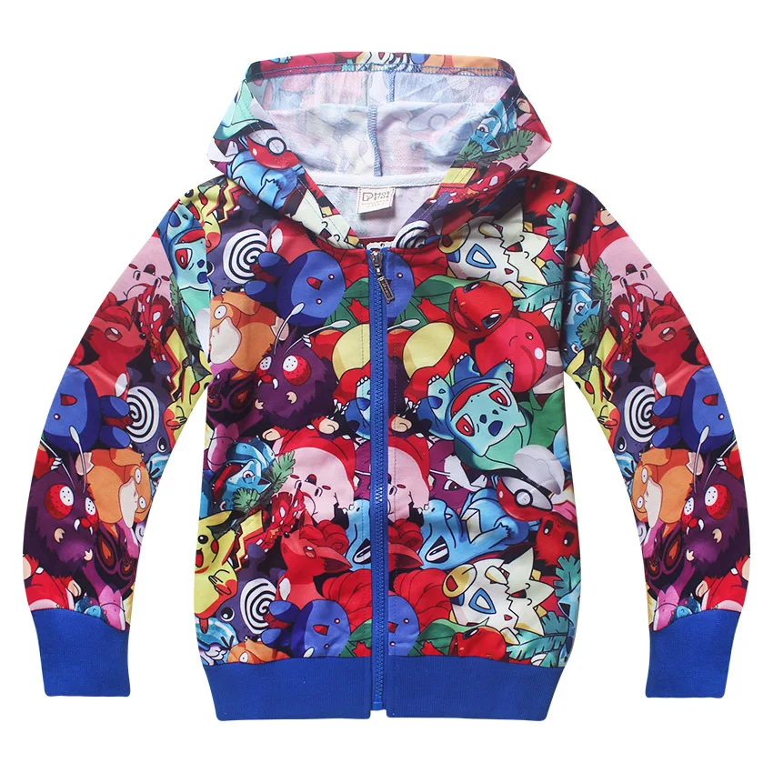 

Boy girl hoodies pikachu sweatshirt Jacket Cartoon Print game pokemon go 3d print baby toddler tops kids zipper Clothes children