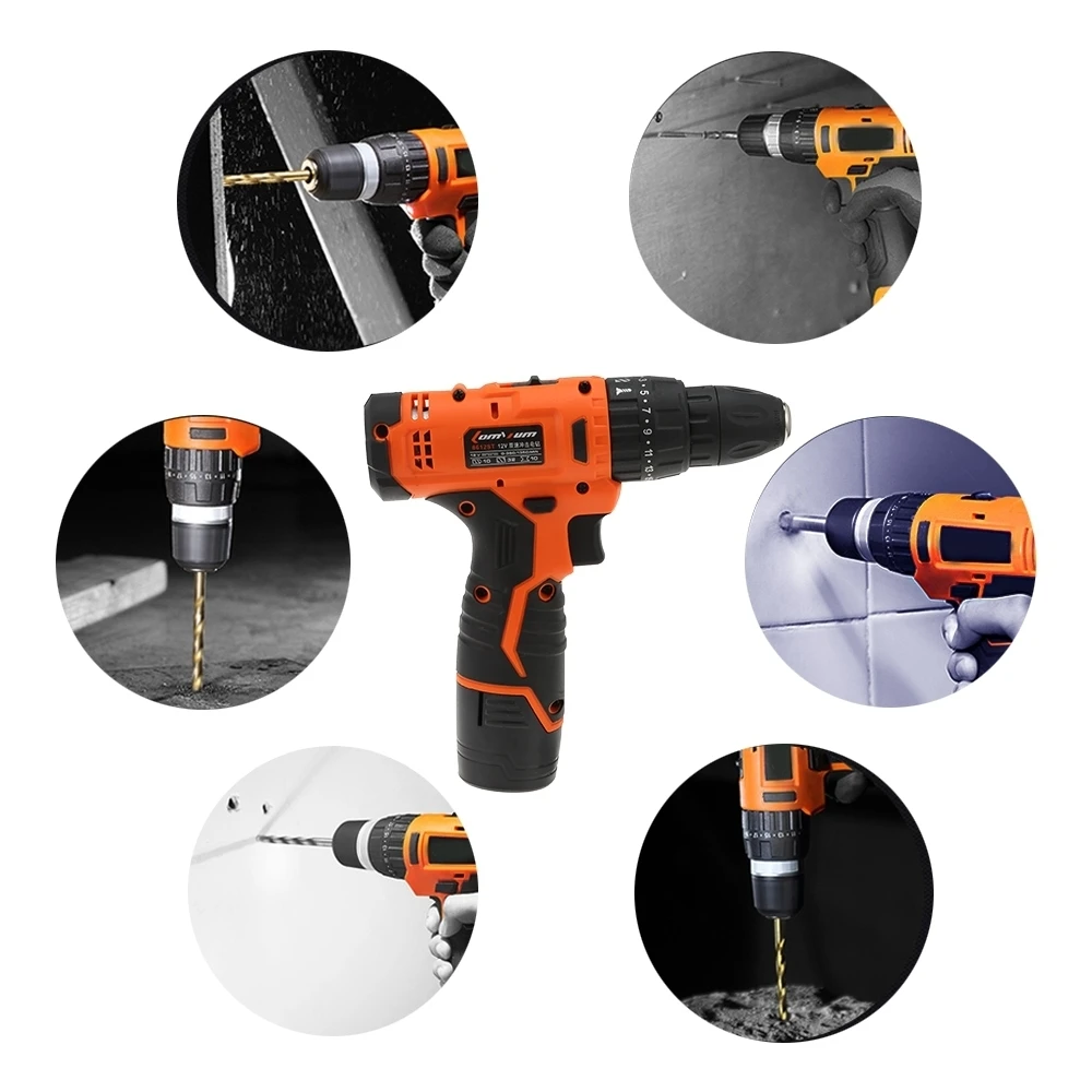 

LOMVUM 12V Power Drill Tool Electric Drill screwdriver 12v cordless drills 2 Lithium-Ion Battery screw rotary tool drilling