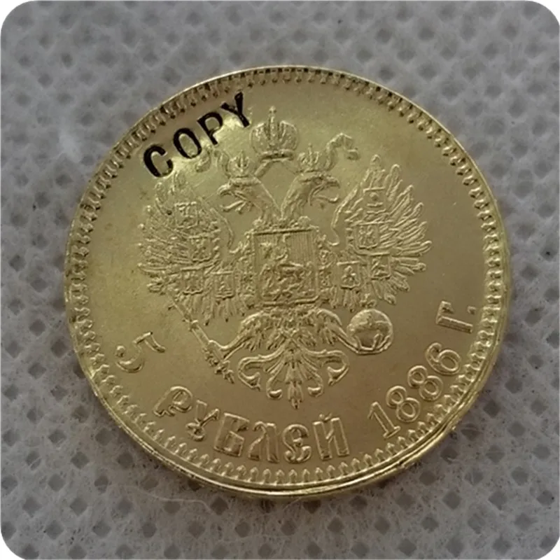 1886-1894 RUSSIA Alexander III 5 ROUBLES GOLD Copy Coin commemorative coins-replica coins medal coins collectibles - Цвет: 1886