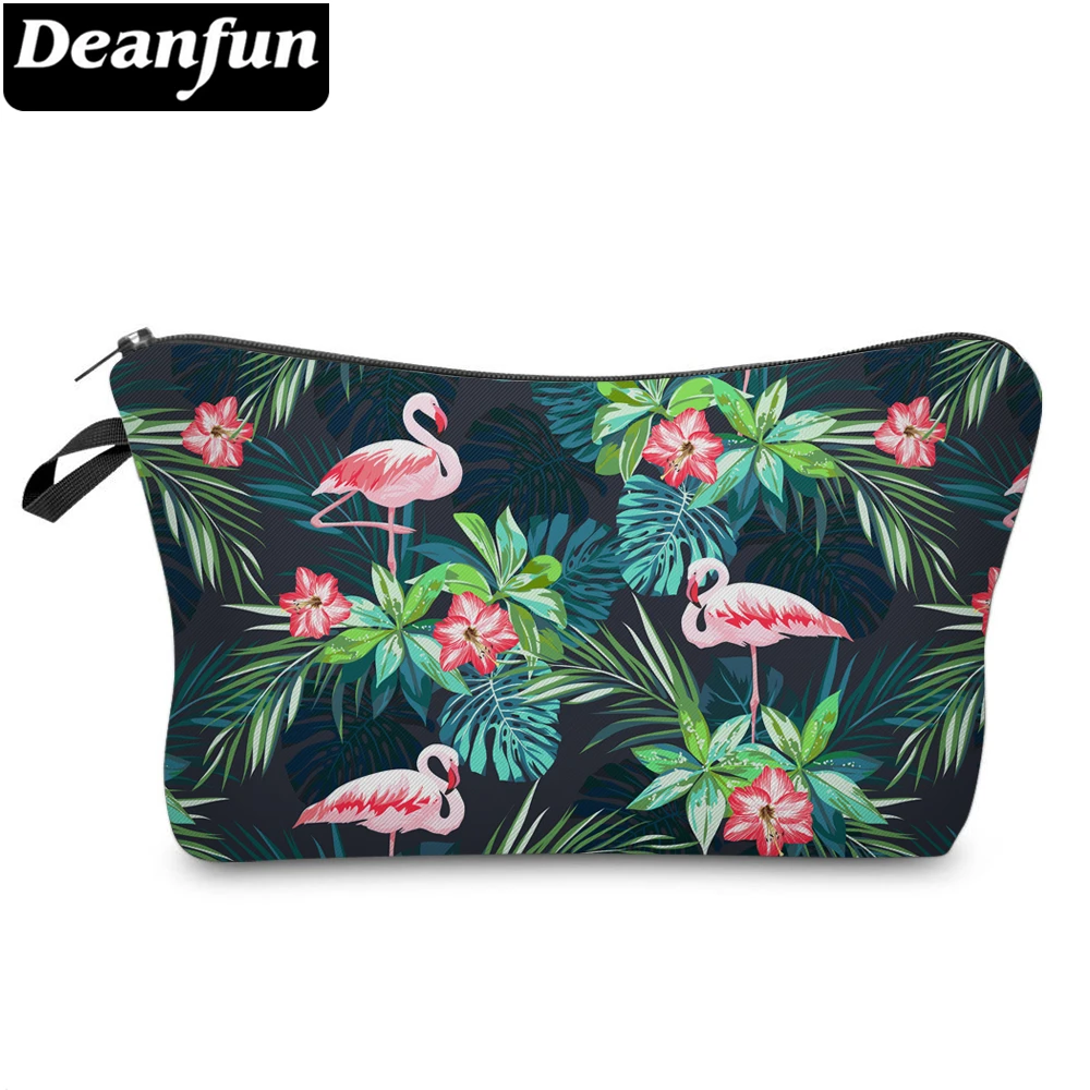 Deanfun Women 3D Printed Cosmetic Bags Flamingo Flower Travel Makeup Storage with Zipper  51303