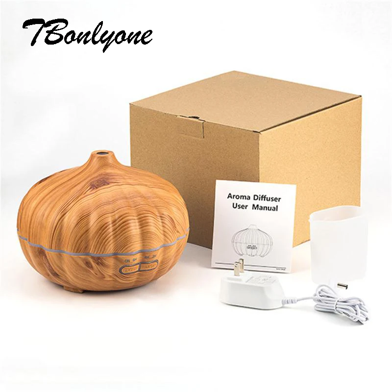 

Tbonlyone 550Ml Wood Grain Pumpkin Humidifier with Light Essential Oil Diffuser Electric Ultrasonic Aroma Diffuser for Hallowmas
