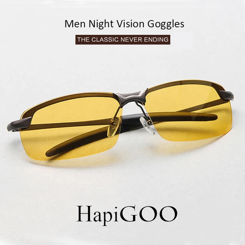 HapiGOO HD Night Vision Goggles Brand Designer Men's Night Sunglasses