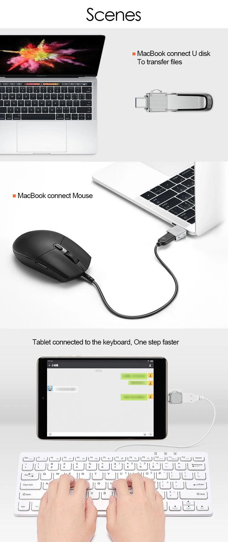 UTHAI C07 mini type C usb3.1 Micro SD TF кардридер для Macbook или смартфона с интерфейсом type c