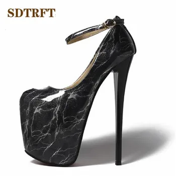 

SDTRFT zapatos mujer Buckle Stilettos 20cm Thin High-Heeled Cosplay party shoes woman crossdresser platforms SM pumps US14 15 16