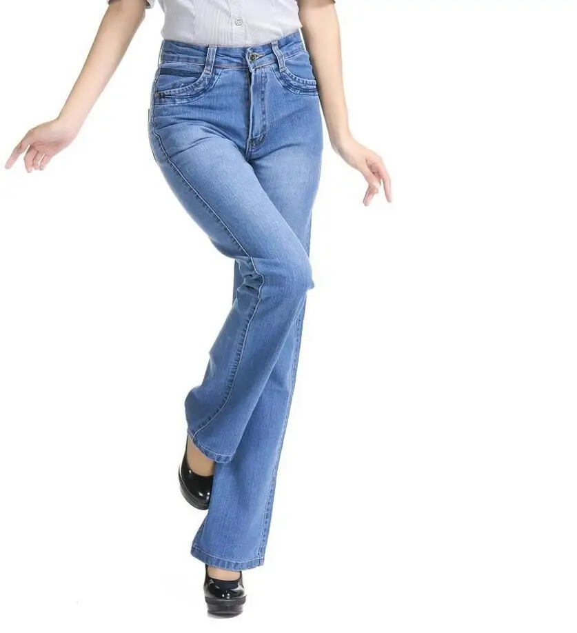 2018 High Waist Jeans Women casual Bell Bottom Jeans Female Slim Elastic Flare Pants women denim pants Plus Size 7XL S733