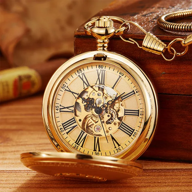 Vintage Copper Hand Wind Mechanical Pocket Watch With Chain Luxury Vacuum IPG Pl Vintage Copper Hand Wind Mechanical Pocket Watch With Chain Luxury Vacuum IPG Pl