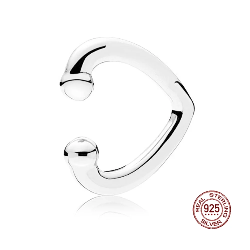 

NEW 100% 925 Sterling Silver Earrings Open Heart Ear Cuff Ear Studs Charm Beads Fit DIY Mother Gift Jewelry factory