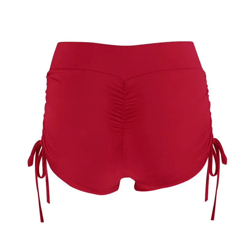 Sports Shorts Women High Waist Yoga Shorts Quick Dry Streetwear Breeches Purple And Red Solid Color Sports Shorts For Fitness (2)