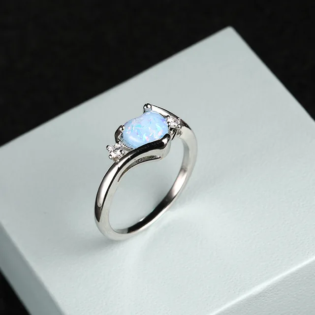 Whole Wedding Rings Fine Jewelry Accessories Blue Opal Heart Whole Wedding Rings Fine Jewelry Accessories Blue Opal Heart Women Funny Body Jewellery Fashion Love