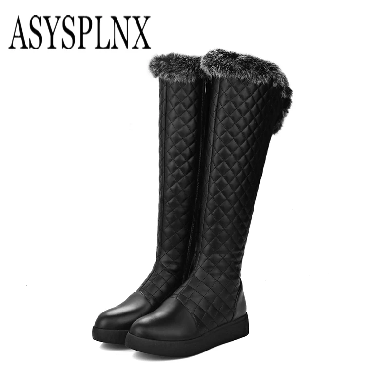 D'hiver Plate De 2018 Avec forme Mode white B037 Et Black Genoux Bottes Femmes Neige Asysplnx Haute Étanche Marque Ronde qgEnB