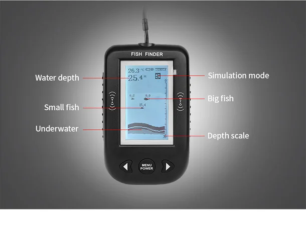 Erchang XF02 портативный рыболокатор 9 м кабель сонар для рыболовных инструментов эхолот рыболокатор цветной ЖК-дисплей лед/Морская рыбалка