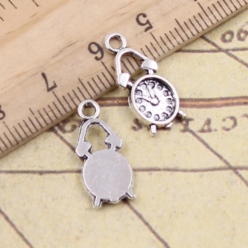 20pcs/lot Charms alarm clock 19x8mm Tibetan Silver Pendants Crafts Making Findings Handmade Antique Jewelry DIY for Necklace | Украшения и