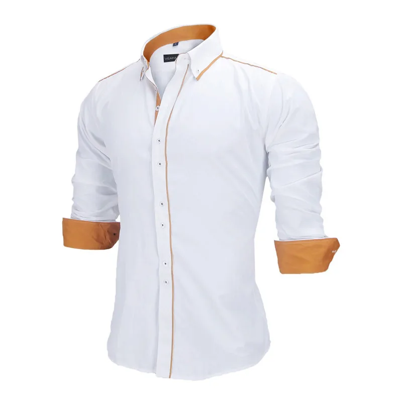 VISADA JAUNA Men Shirts Europe Size New Arrivals Slim Fit Male Shirt Solid Long Sleeve British Style Cotton Men's Shirt N332 VISADA JAUNA Men Shirts Europe Size New Arrivals Slim Fit Male Shirt Solid Long Sleeve British Style Cotton Men's Shirt N332