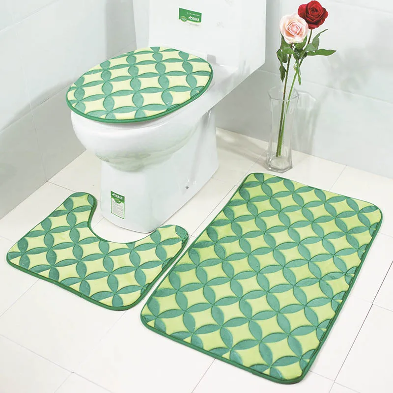Buy 3pcs 3D Stone Absorbent Bathroom Carpet Set