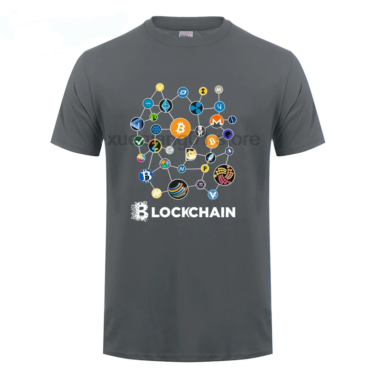 Blockchain Cryptocurrency Bitcoin Ripple Peercoin Qura Factom T Shirt Men 100% Cotton Peercoin Monero Litecoin Ethereum Tee