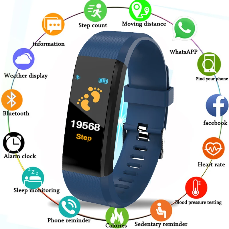 

Smart Bracelet Heart Rate Monitor Blood Pressure Monitor Fitness Watches Step Counter Message Push pk fitbits mi Band 2 3