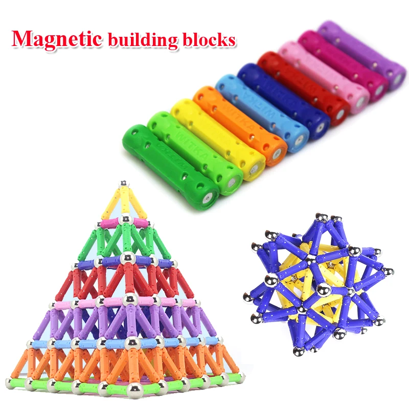 

60pcs/set Magnet Sticks Toy Metal Balls Magnetic Building Blocks Construction DIY stick favorite Magnetic toys For Kid Children