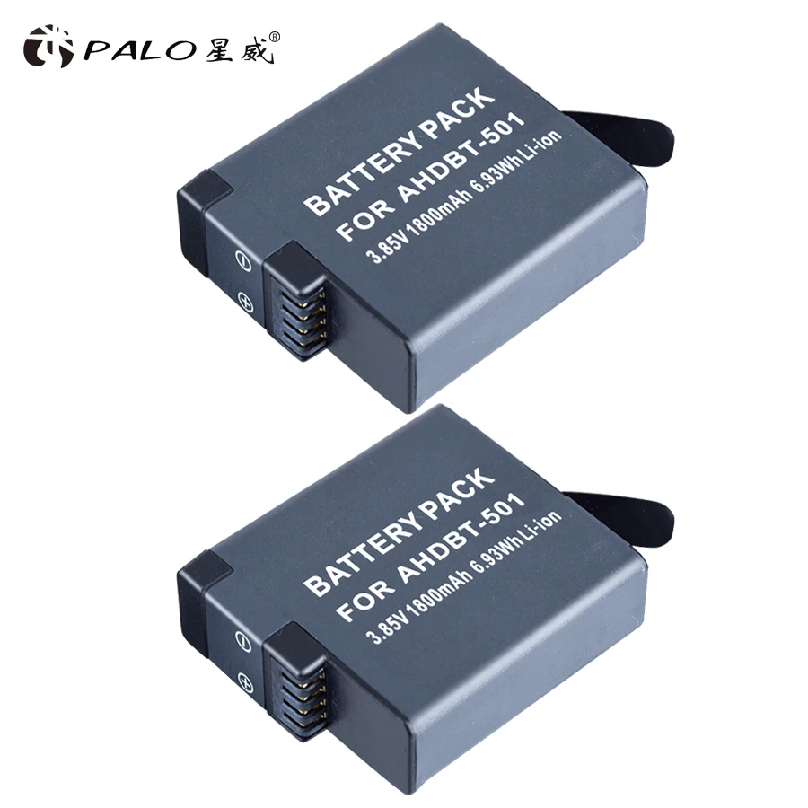 

PALO 2pcs 1800mAh AHDBT-501 camera digital Batteries for GoPro Hero 5 Gopro 6 Action Camera Battery AHDBT501