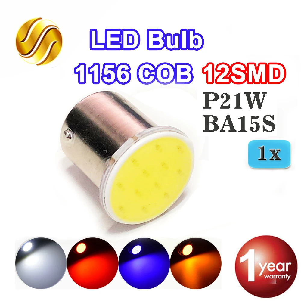 Flytop COB P21W LED 12SMD 1156 BA15S 12В лампочки белый красный синий желтый грузовик RV интерьер