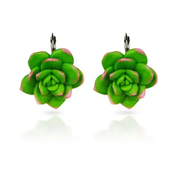 

Exquisite Succulent Plants Shape Hoop Earrings Bridal Engagement Earrings Accessories For Women Soft Clay Jewelry Gift