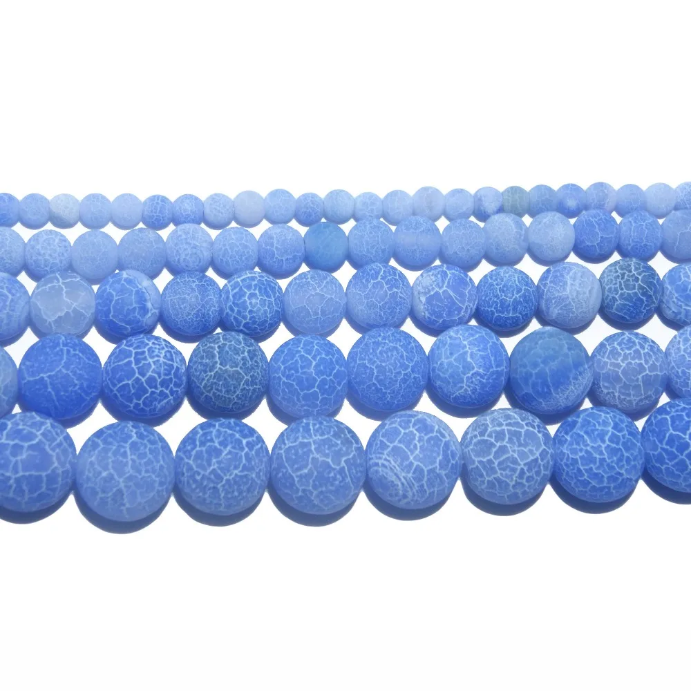 

Wholesale Natural Stone Frost Crab Light Blue Agates Round Beads 6 8 10 MM Pick Size For Jewelry Making DIY Bracelet Necklace