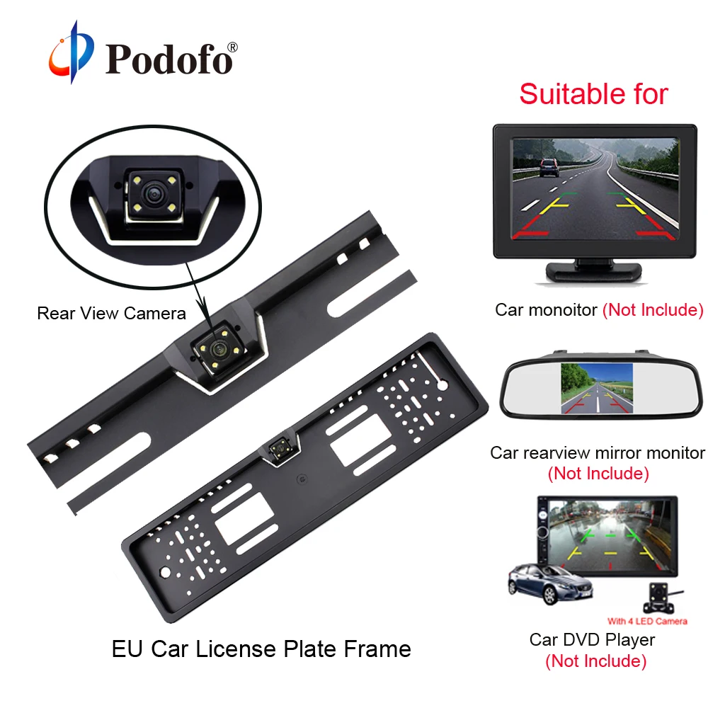 Podofo Car Rear View font b Camera b font Waterproof EU European License Plate Frame Parktronic