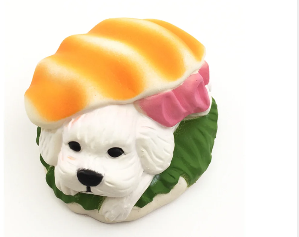 Kawaii Большой гамбургер Собака Мягкий десерт щенок кукла хлеб медленно