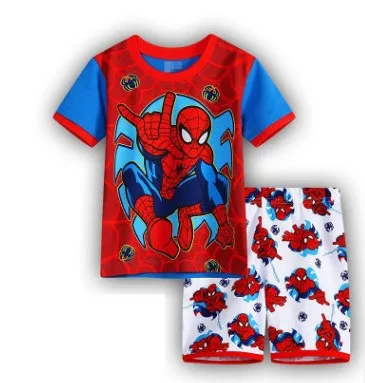 Новая детская одежда для мальчиков и девочек детские пижамы Летний комплект с короткими рукавами с рисунком Человека-паука, Минни, Лакки, детская одежда для сна - Цвет: 6