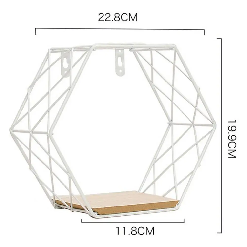 Железные декоративные полки с шестигранной сеткой настенная полка комбинированная подвесная геометрическая фигура аксессуары для украшения дома - Цвет: Тёмно-синий