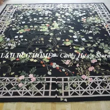 13'x13' квадратные шерстяные ковры ручной работы, большие ковры для украшения дома черного поля, дизайн aubusson