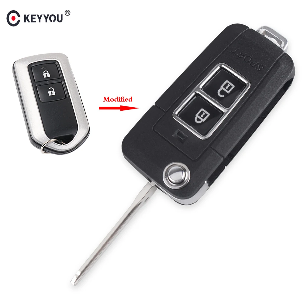 KEYYOU 2 Buttons Modified Flip Folding Remote Key Case Shell For Toyota Yaris Highlander Prado Camry Keyless Entry Car | Автомобили и