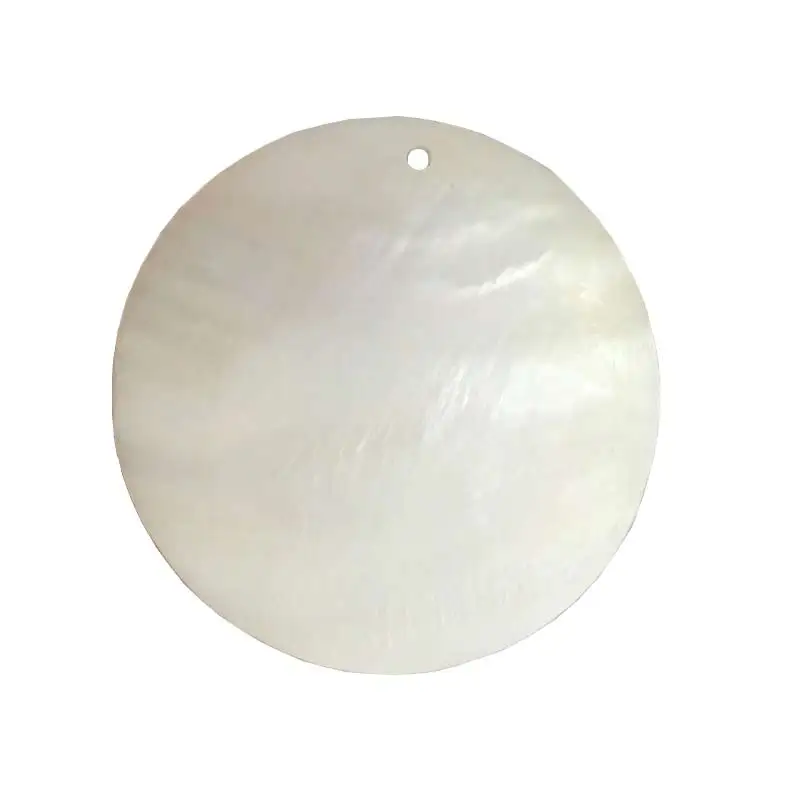 

60MM 20Pcs White Color Natural Shell Beads Flat Round Shape Stone Pendants Jewelry Beads