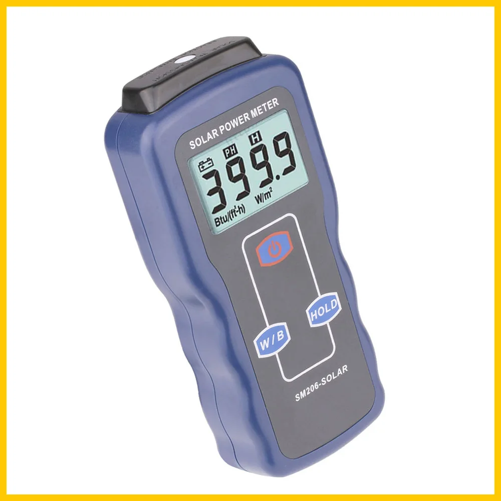 US $51.48 RZ Solar Power Meter Light Meter Solar Radiation Tester Optical Solar Research Glass Light Intensity Data Peak Hold SM206