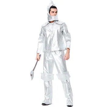 

Halloween Costume Man Carnival Party The Wizard of Oz in the Emerald City The Iron Man Cosplay Stage Costumes Sliver Clothes Set