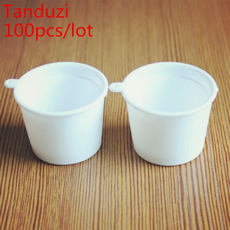Tanduzi 100pcs Wholesale Cute White Plastic Miniature Cups Japanese