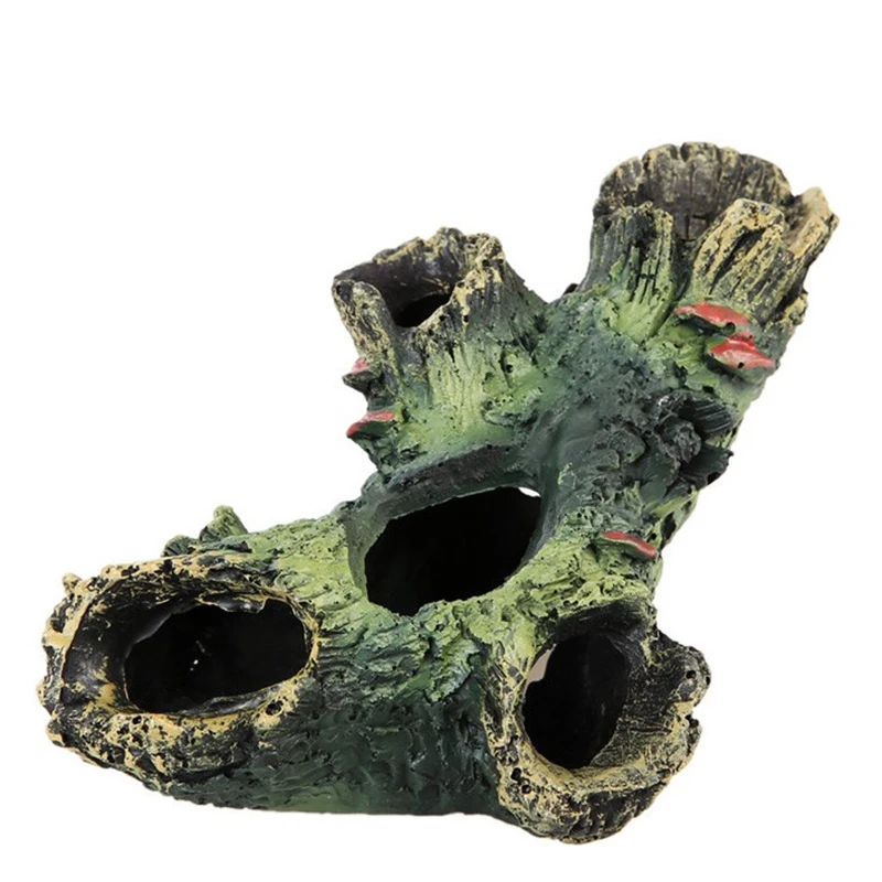 Resin Hollow Simulation Tree Hole Hiding Cave Aquarium Reptile Habitat Landscaping Decor Fish Evasion House Breeding House Root6