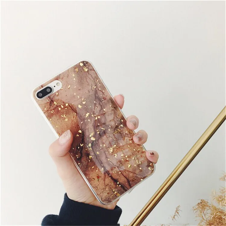 Роскошный мягкий блестящий чехол из золотой фольги и мрамора для iPhone 6 6s 7 8 Plus X XS Max