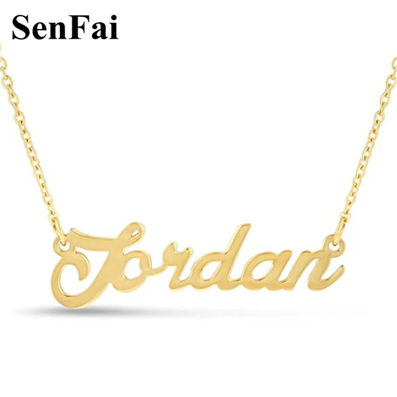 Ожерелье Senfai с именем на заказ индивидуальные буквы дизайн рукописного ввода