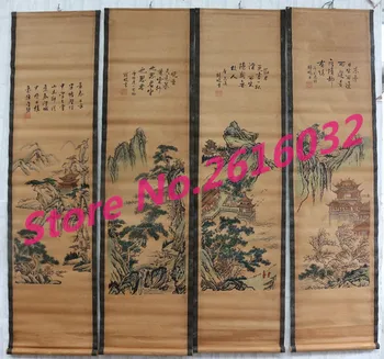 

China calligraphy Paintings Scrolls old Chinese Painting SCROLL FOUR SCREEN Painting #7015