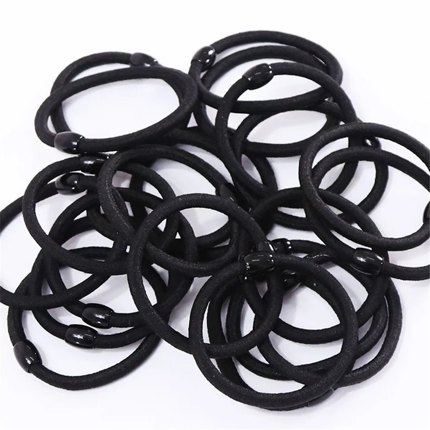 10 Pieces New Bead Black Hair Rope Elastic Hair Rubber Band High